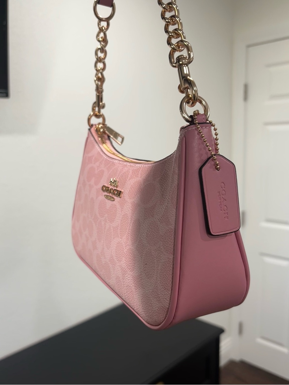 Coach Pink Signature Teri Shoulder Bag - Picture 3 of 9